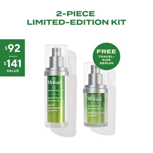 Murad The Wrinkle Fighter | Retinol Youth Renewal Kit - Fast-Acting Anti-Aging Serum (Full + Travel Size)