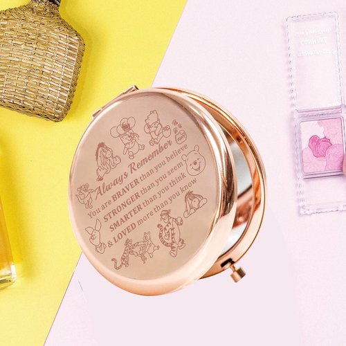 KEYCHIN Honey Bear Compact Makeup Mirror - Inspirational Design with Pig, Donkey, Tiger & Rabbit | Perfect Gift