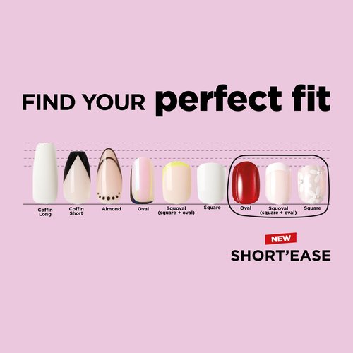 Sally Hansen Salon Effects Perfect Press-On Short'Ease Nails | Square Shape | Easy to Apply, Non-Damaging, Natural Look Vitamin E & B5 | 30 Nails, Nail Glue, Adhesive Tabs, File| Petite Pearlflection