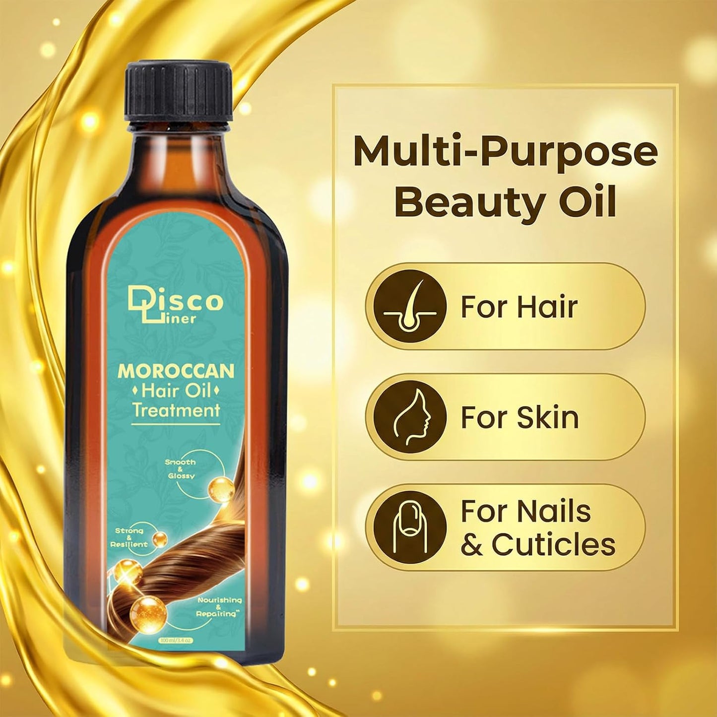 Skiennix Luxury Moroccan Hair Oil - Hydrating Treatment for Dry, Frizzy Hair & Split Ends (100ml)