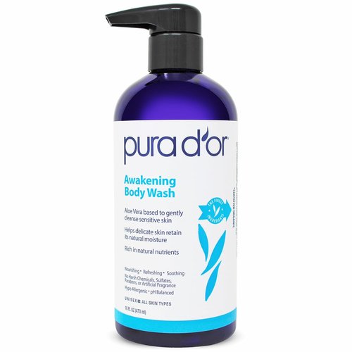 PURA D'OR Awakening Body Wash - pH Balanced with Aloe Vera & Lavender for Soft, Fresh Skin | 16 Oz