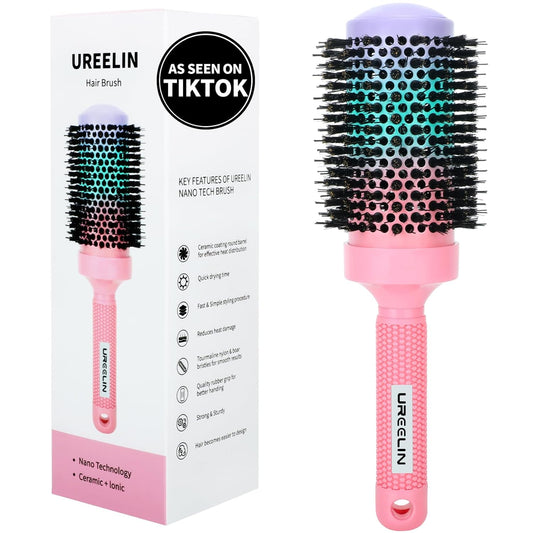 UREELIN Round Brush - 2.1 Inch Large Nano Thermal Ceramic & Ionic Hair Brush for Volumizing, Curling & Shine