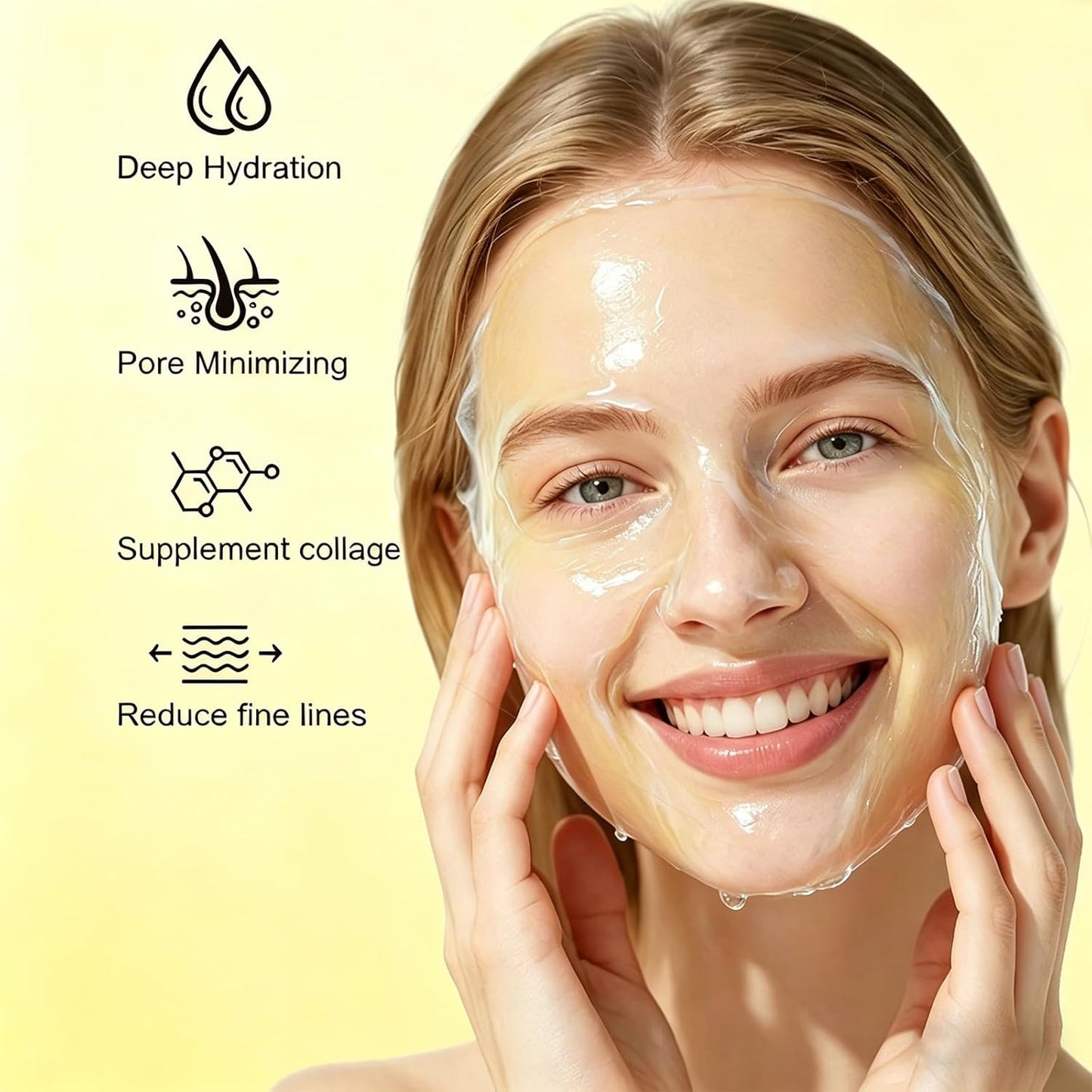 Skiennix Collagen Night Mask - Hydrolyzed Peel-Off Formula for Firming & Hydration | Reduces Fine Lines & Dullness