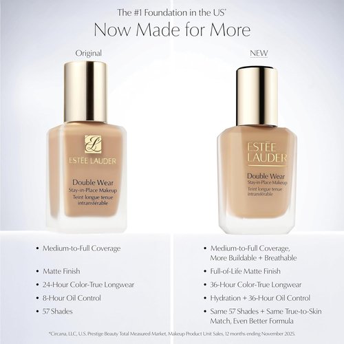 Estée Lauder Double Wear Foundation - Long-Wear Matte Makeup for Flawless Skin, 1 Fl Oz