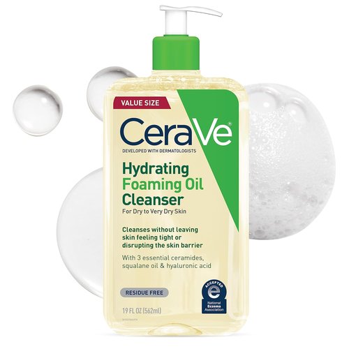 CeraVe Hydrating Foaming Oil Cleanser - Moisturizing Formula with Squalane & Hyaluronic Acid | 19 FL Oz