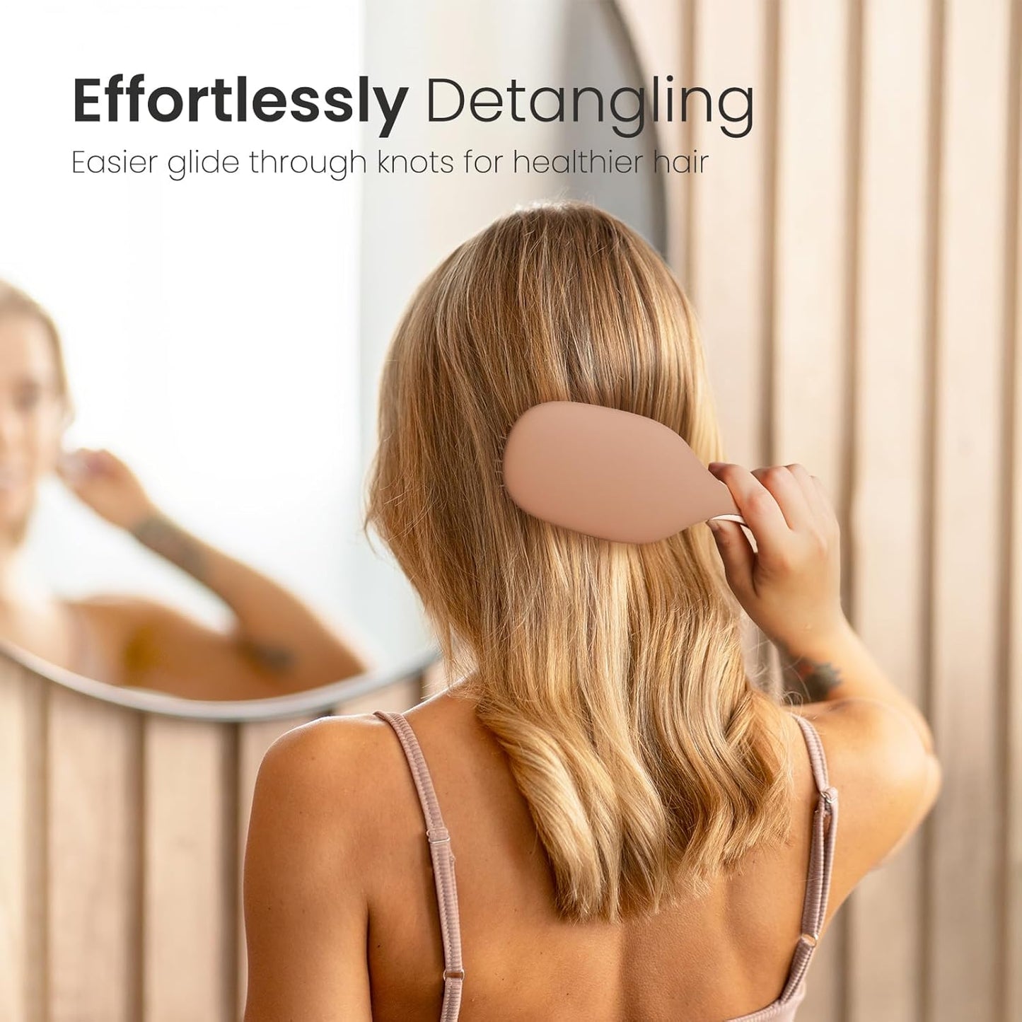 AIMIKE Detangler Brush - Pain-Free Mocha Mousse Brush with Ultra-Soft FlexGlide Bristles | Ideal for Thin, Fine Hair