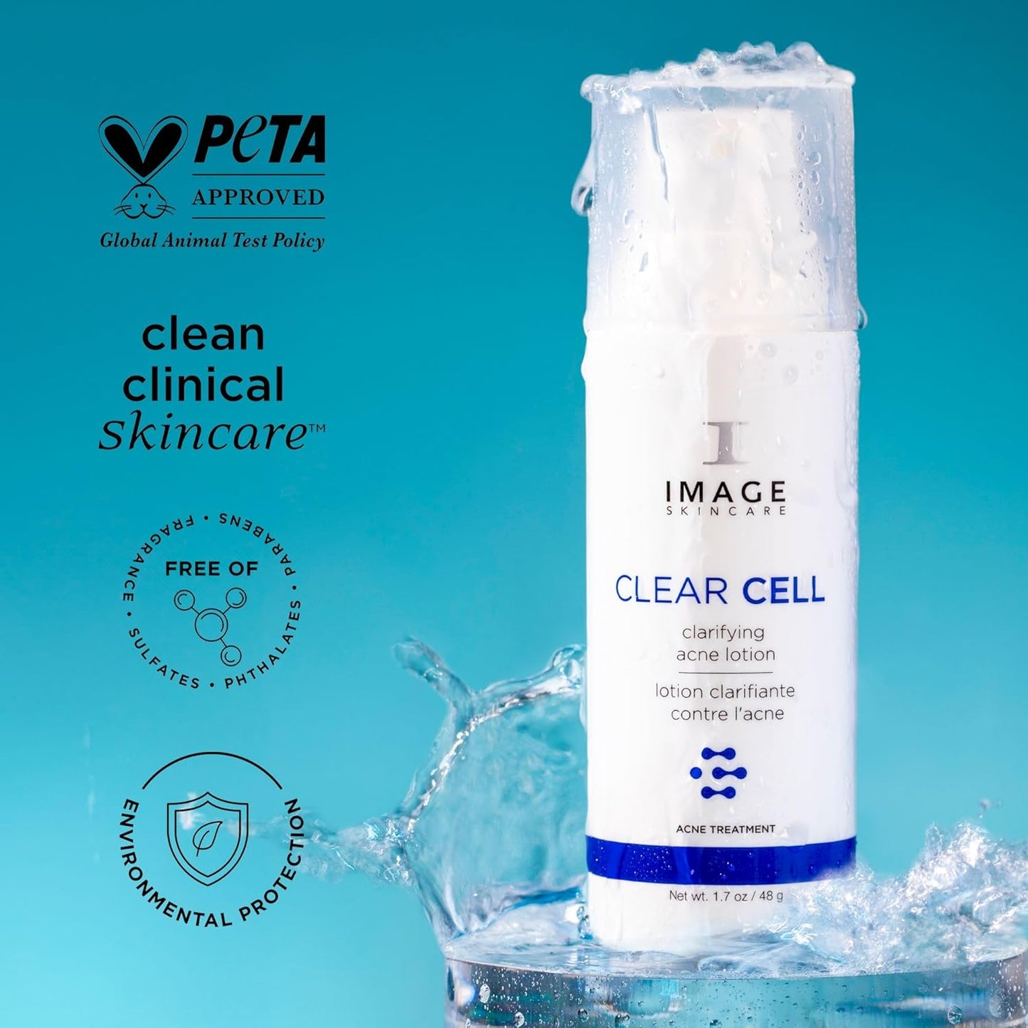 IMAGE Skincare Clear Cell Acne Treatment Lotion - Benzoyl Peroxide Formula, 1.7 oz for Blemish Control
