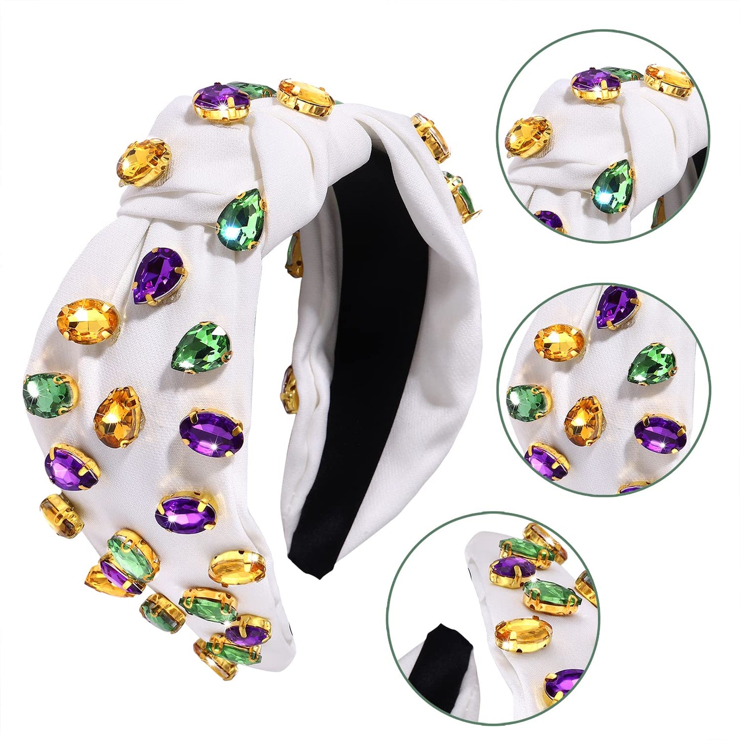 Crystal Velvet Headband Mardi Gras Headband Cross Knotted Turban Headdress Colorful rhinestone Statement Wide Hair Band Hoop Accessories For Women Girls