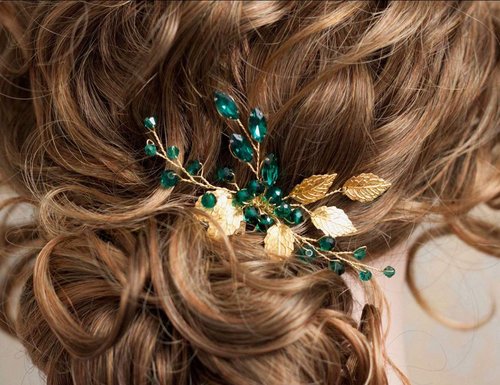 Aimimier Bridal Purple Crystal Hair Comb Amethyst Hair Piece Wedding Hair Accessories for Women and Girls (Green)