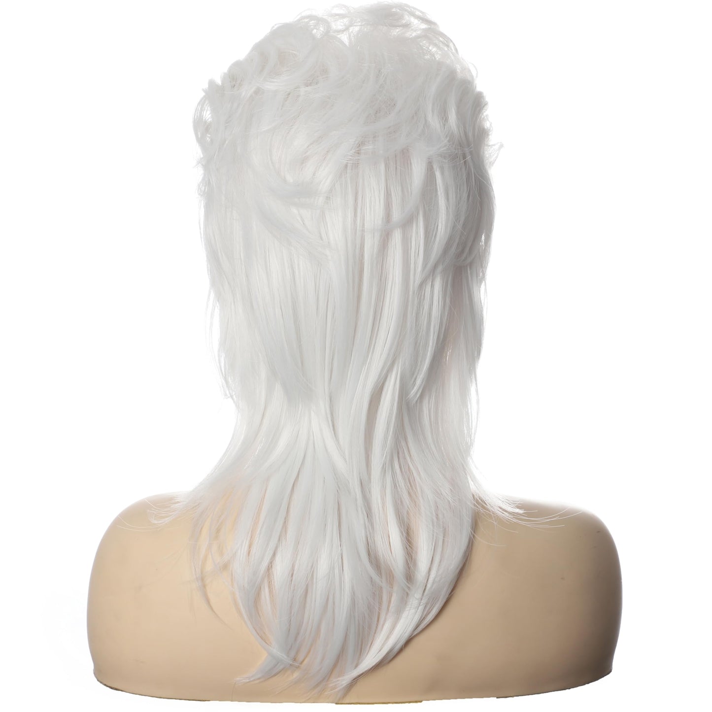 Daiaces White Mullet Wig for Women 70s80s Disco Wig Shoulder Length Layered Heat Resistant Synthetic Hair Cosplay Daily Party Halloween