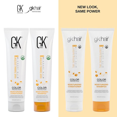 GK HAIR Curly Hair Shampoo & Conditioner Set - Color Protection with Aloe Vera & Parki Butter | Travel Size 3.4 Fl Oz