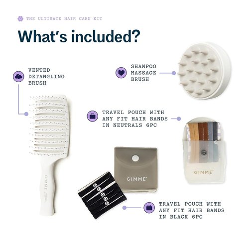 Gimme Beauty Magic Is In The Hair Gift Box - Essentials for All Hair Types - Includes Detangling & Massage Brushes