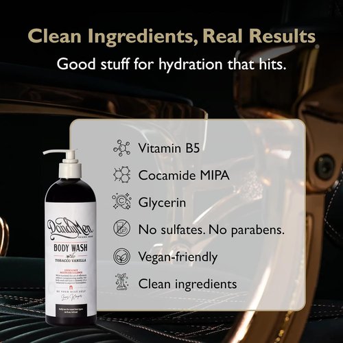 Regine Switzerland Men's Body Wash - Tobacco Vanilla Deep Cleansing Gel with Vitamin B5 - 16 oz