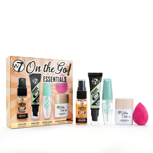 W7 On The Go Essentials Set - Mini Makeup Must-Haves with Primer, Setting Spray & Mascara | Travel Size