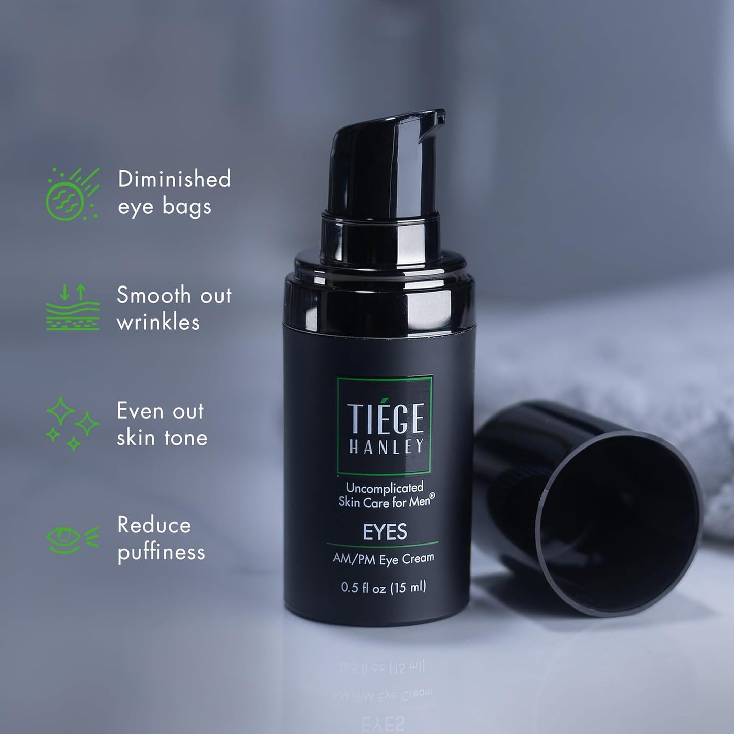 Tiege Hanley Eye Cream for Men - Anti-Aging Under Eye Treatment with Hyaluronic Acid & Vitamin B3 | 0.5 Oz