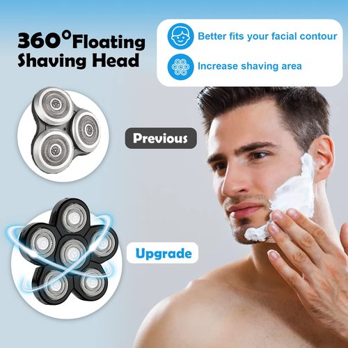 Electric Shaver Replacement Heads 6D - 6 Blades Head Shaver Replacement Universal Stainless Steel Rotary Blade Refills for Bald Head Razor for Men (6 Heads Black)