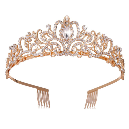 Kamirola - Gold Crystal Tiara Crowns For Women Girls Princess Elegant Crown with Combs Women's Headbands Bridal Wedding Prom Birthday Party Headbands for Women