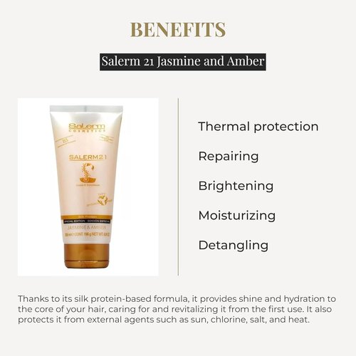 Salerm - Leave-In Mask and Conditioner - 21 Jasmine and Amber - 200 ml - Deep Hydration & Anti-Frizz