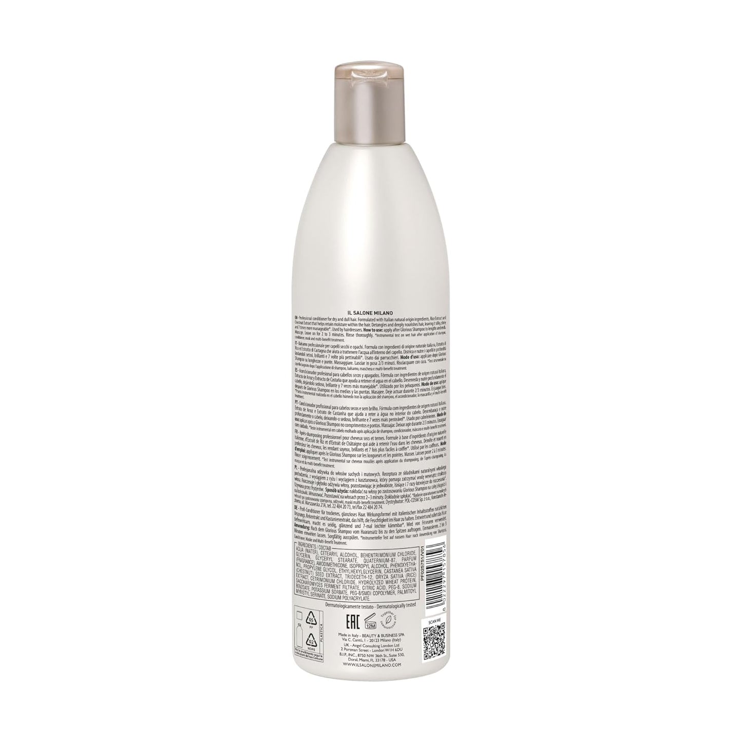Il Salone Milano Glorious Moisturizing Conditioner - Hydrating Formula for Dry Hair - Adds Shine & Softness - Vegan | 16.9 oz / 500 ml