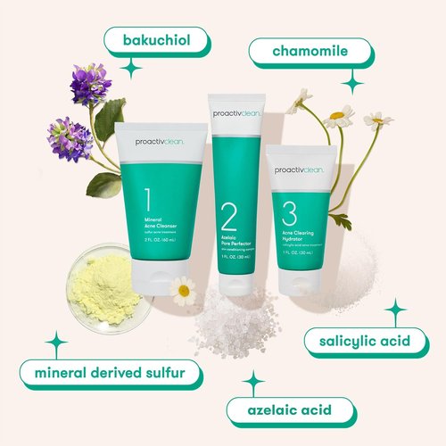 Proactiv Clean 3-Step Acne Routine | Sulfur Cleanser, Azelaic Acid Serum & Moisturizer - 30-Day Kit for Sensitive Skin