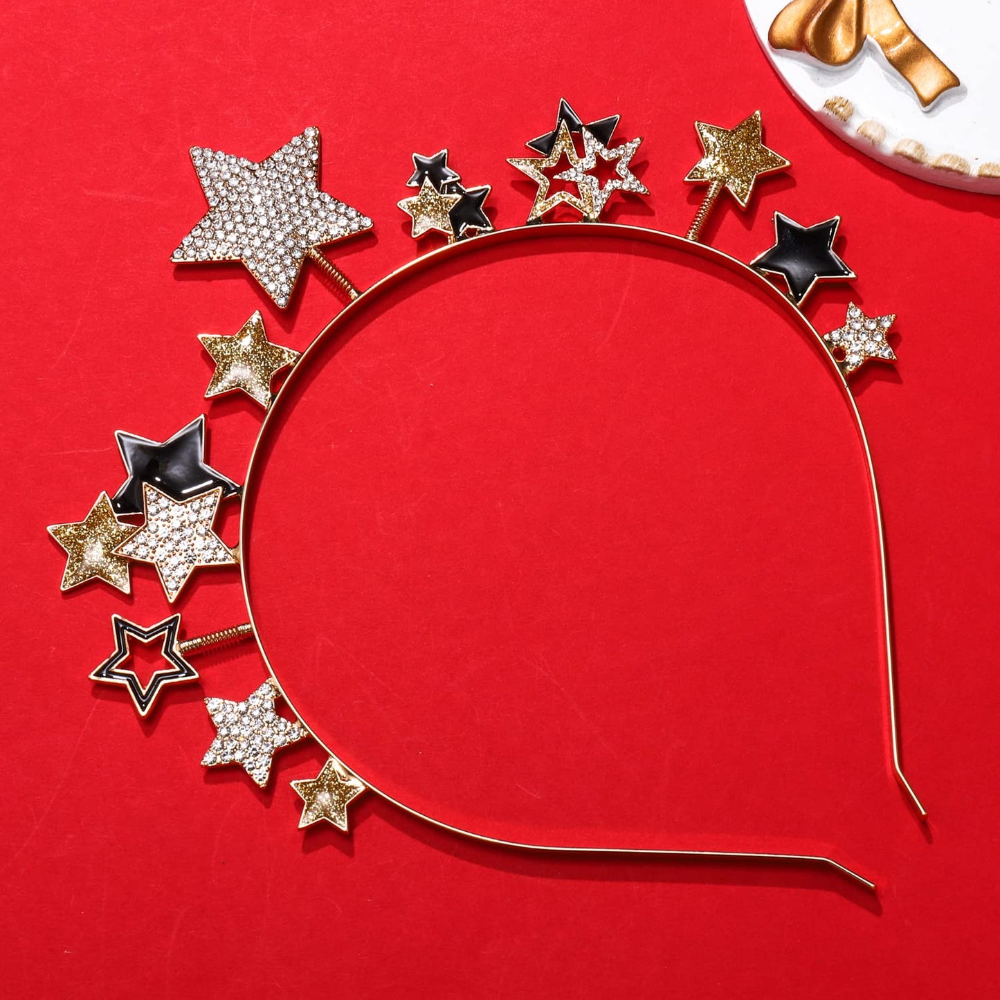 New Year Eve Headband Tiara Glitter Star Christmas Hairband for Women Girls Stars Headpiece Hair Accessory Party Favors Decor