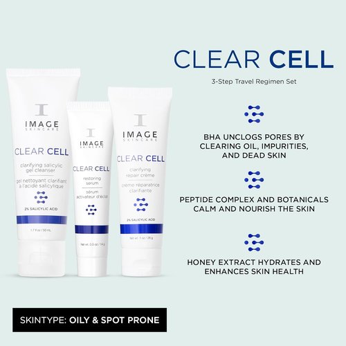IMAGE Skincare Clear Cell - 3-Step Introductory Regimen Set for Clear Pores & Healthy Skin | 3.2 Ounce
