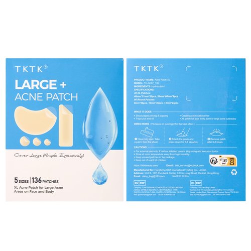 TKTK Pimple Patches Pimple Patches for Face Hydrocolloid Acne Patches Zit Patches for Chin and Nose Skin Care 5 Sizes 136 Count