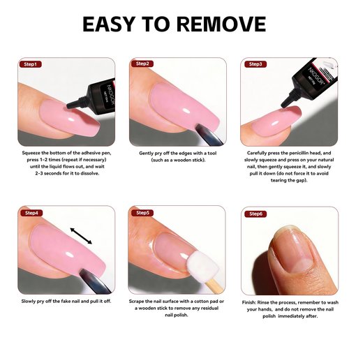 2 Sets Quick Drying 10g Semi Solid Nail Glue with 10ml Remover for Press On Nails Tips No Need for UV Lamp Long Lasting Fake Acrylic Nails Glue Gel