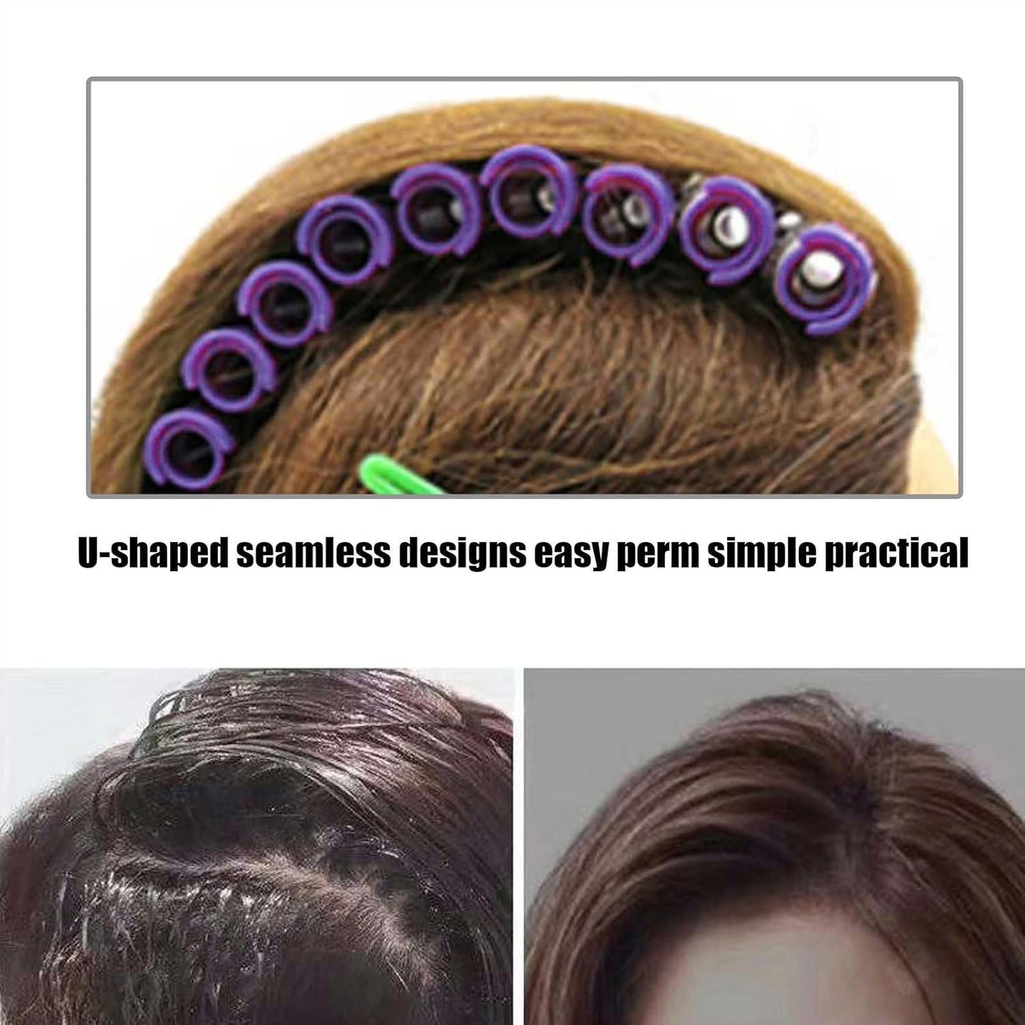 Skiennix Fluffy Korean Perming Rod Rollers - 20pcs Hair Curling Kit for DIY Root Perm | Purple