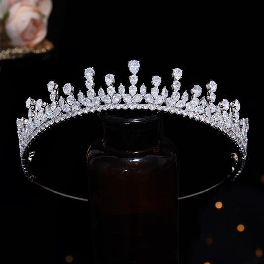 Aoligrace Small Cubic Zirconia Wedding Tiaras for Women CZ Sweet 16 Quinceanera Crowns for Girls Fairy Royalty Hair Jewelry