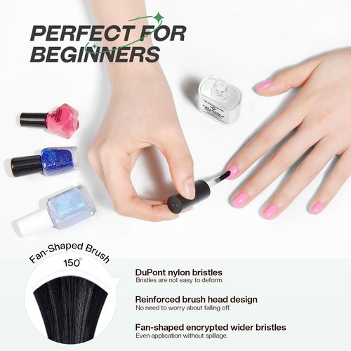 Glamonade Base Top Coat Nail Polish: 2 in 1 Clear High Shine Quick Dry Nail Polish Color Protection Long Lasting Polish Resists Smudging Chipping Fading Fast Air Dry Nail Coat for Women