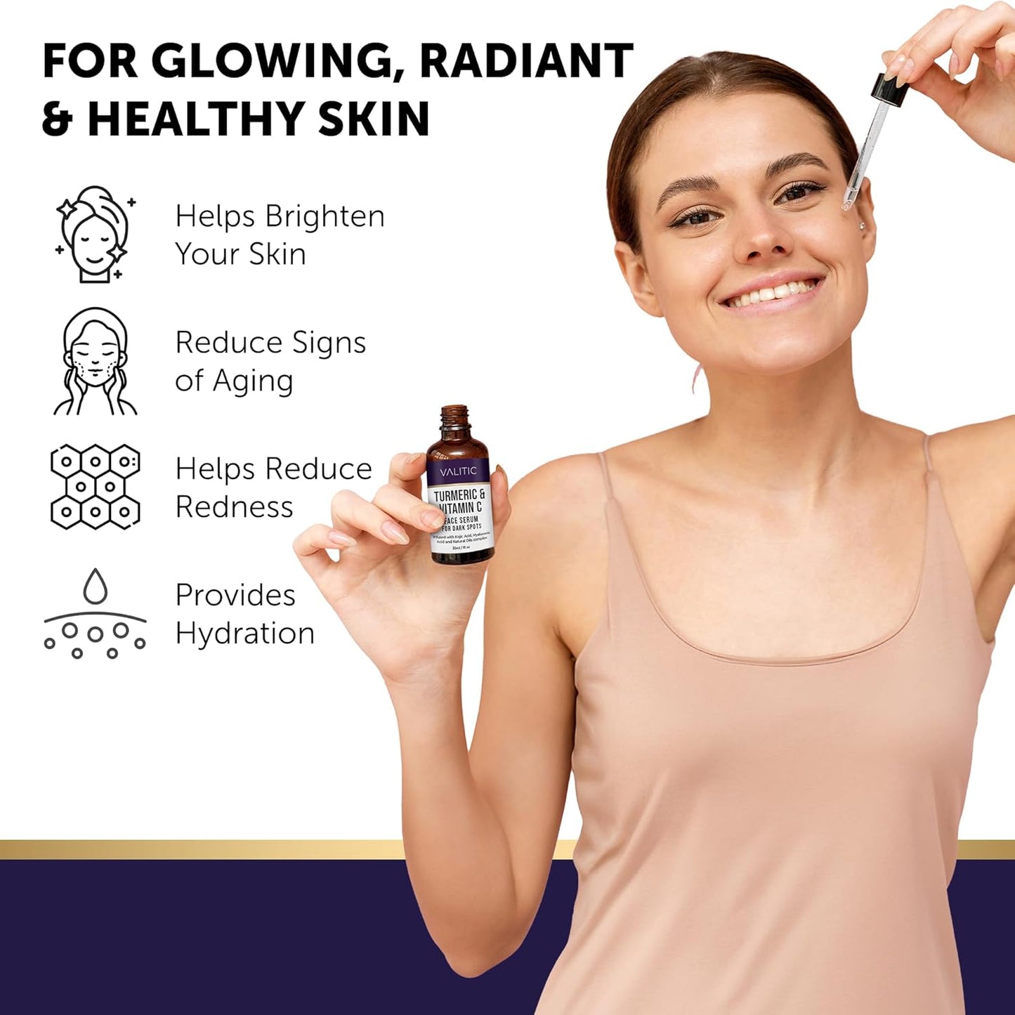 VALITIC Vitamin C Serum - Anti-Aging & Dark Spot Remover with Niacinamide & Hyaluronic Acid | 1 fl oz