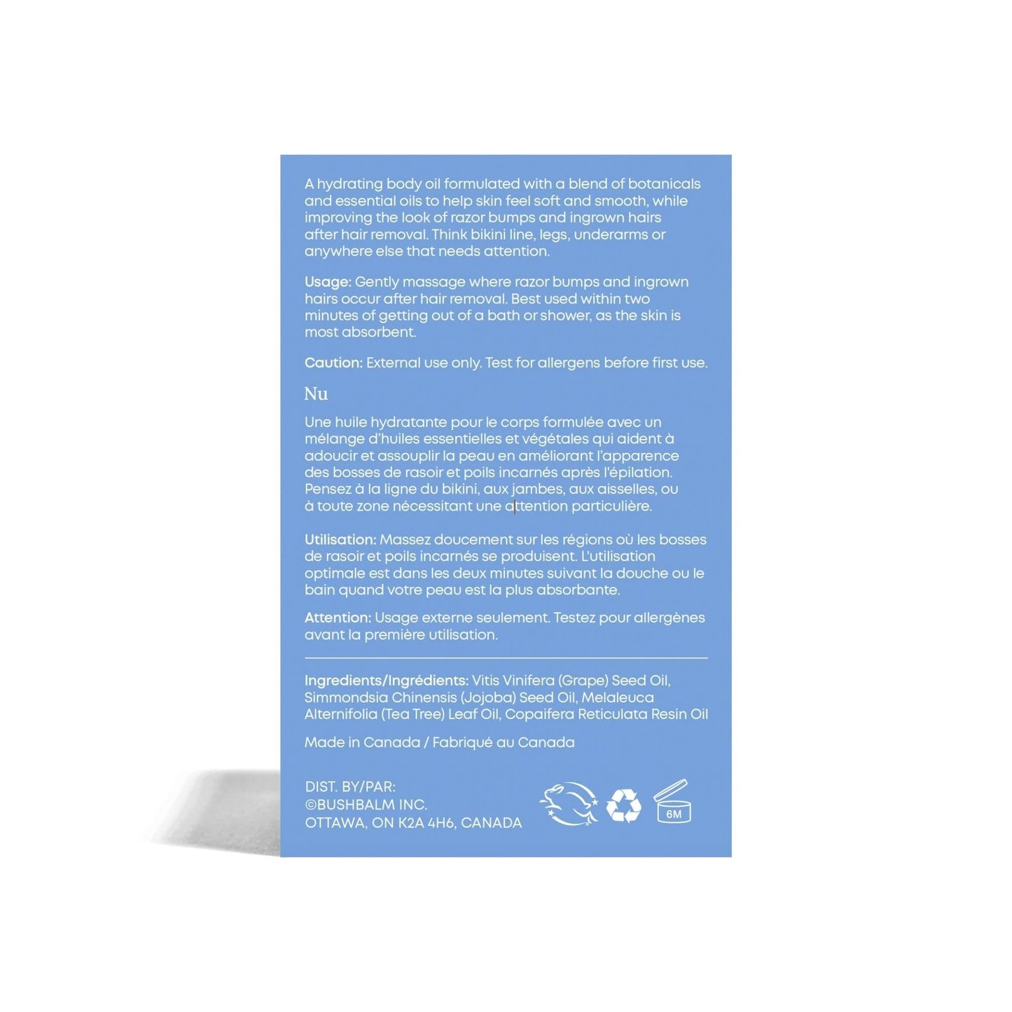 Bushbalm Ingrown Hair Roller Rescue And Nude Oil Bundle - Includes AHA & BHA - Exfoliating, Soothing, Cooling for Intimate Areas, Underarms - Helps With Razor Bumps and Ingrown Hairs, Blue (Bundle)