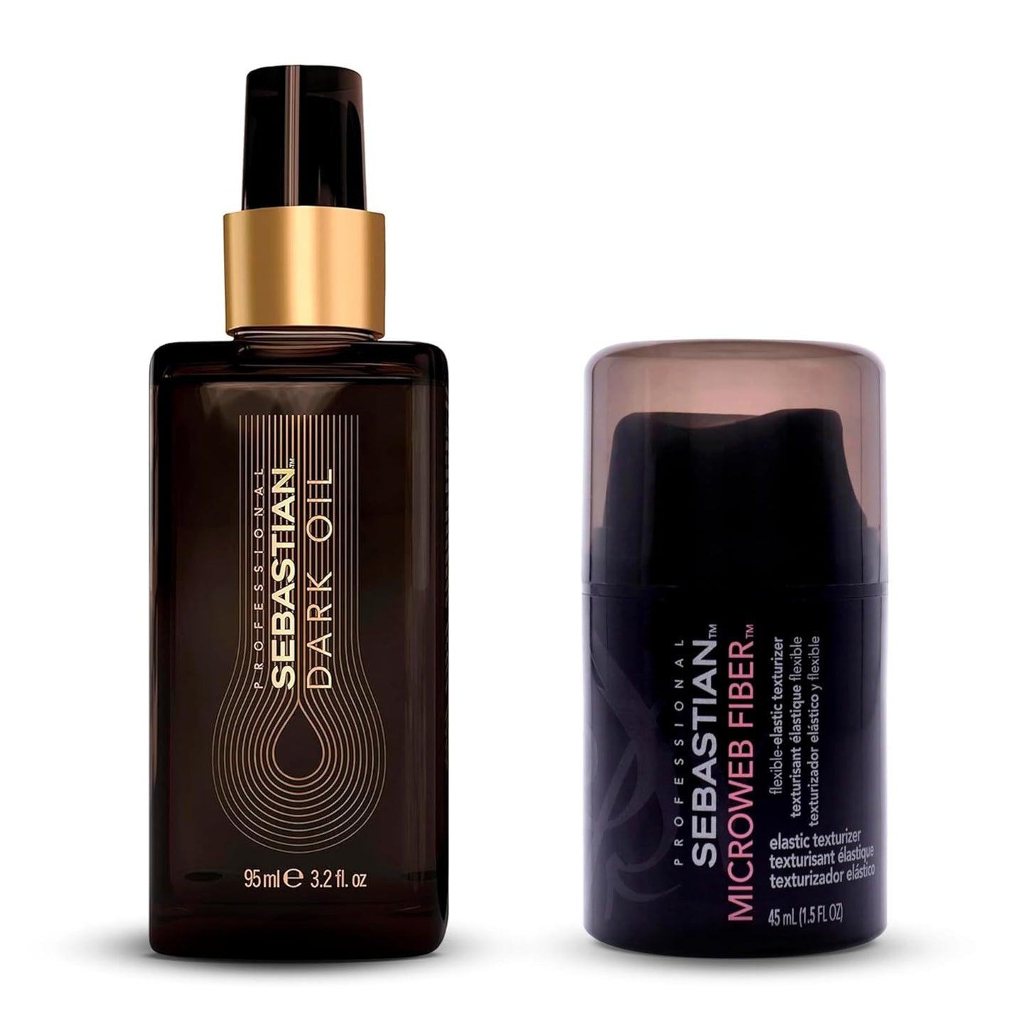 Sebastian Professional Hair Styling Set - Lightweight Dark Oil & Flexible Texturizer | 3.2 oz + 1.5 oz