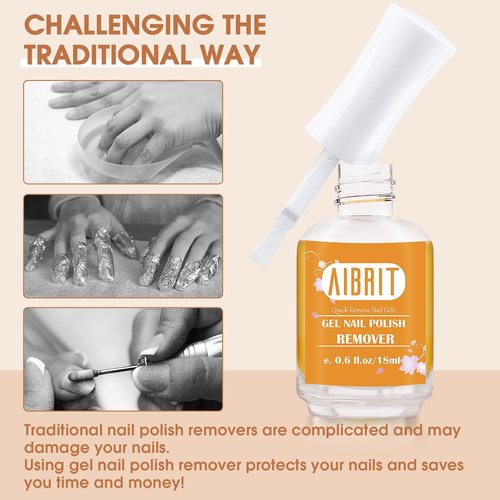 AIBRIT Gel Nail Polish Remover, Professional Gel Remover for Nails, Quick & Safe Remove Gel Nail Polish in 3-5 Minutes, No Need Soaking or Wrapping Removedor de Esmalte Gel 1.2 fl oz/36ml
