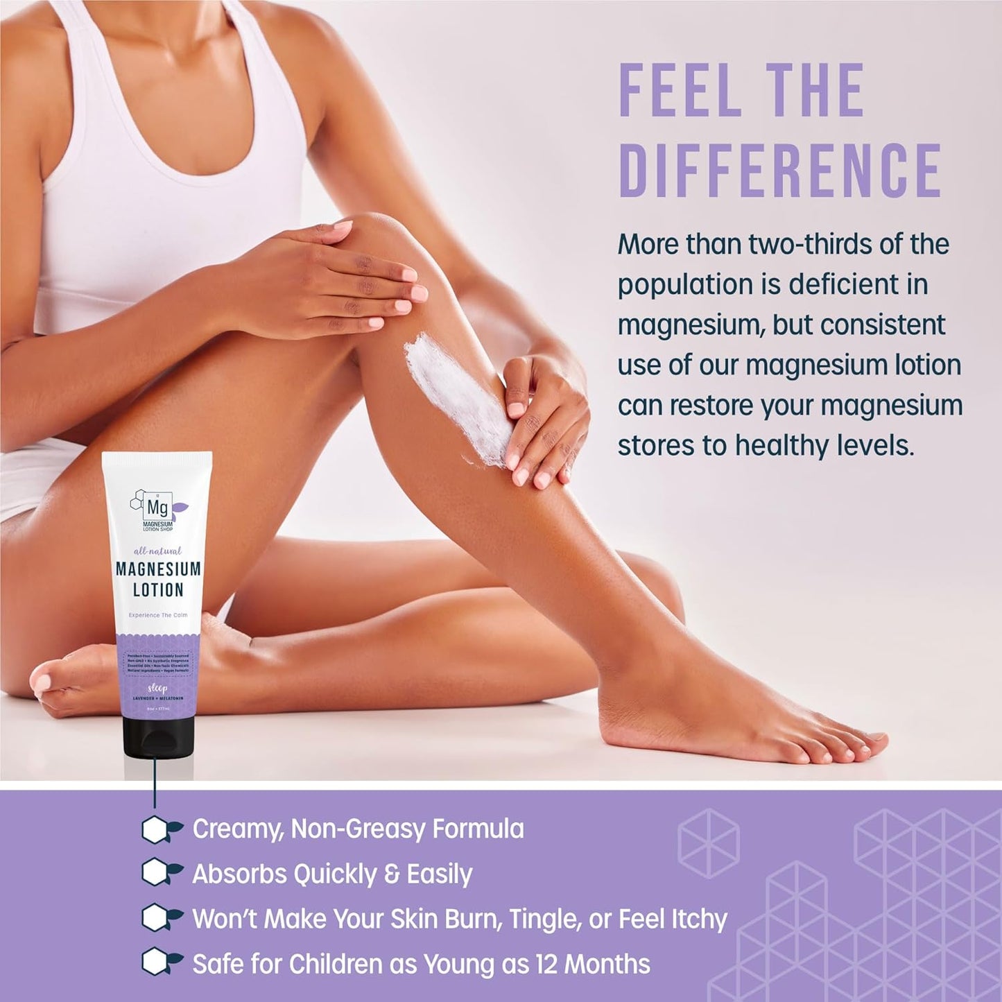 Zechstein Lavender Scented Melatonin Magnesium Lotion - Relaxing Sleep Aid | 250 mg Magnesium & 3 mg Melatonin | 6 oz Bottle