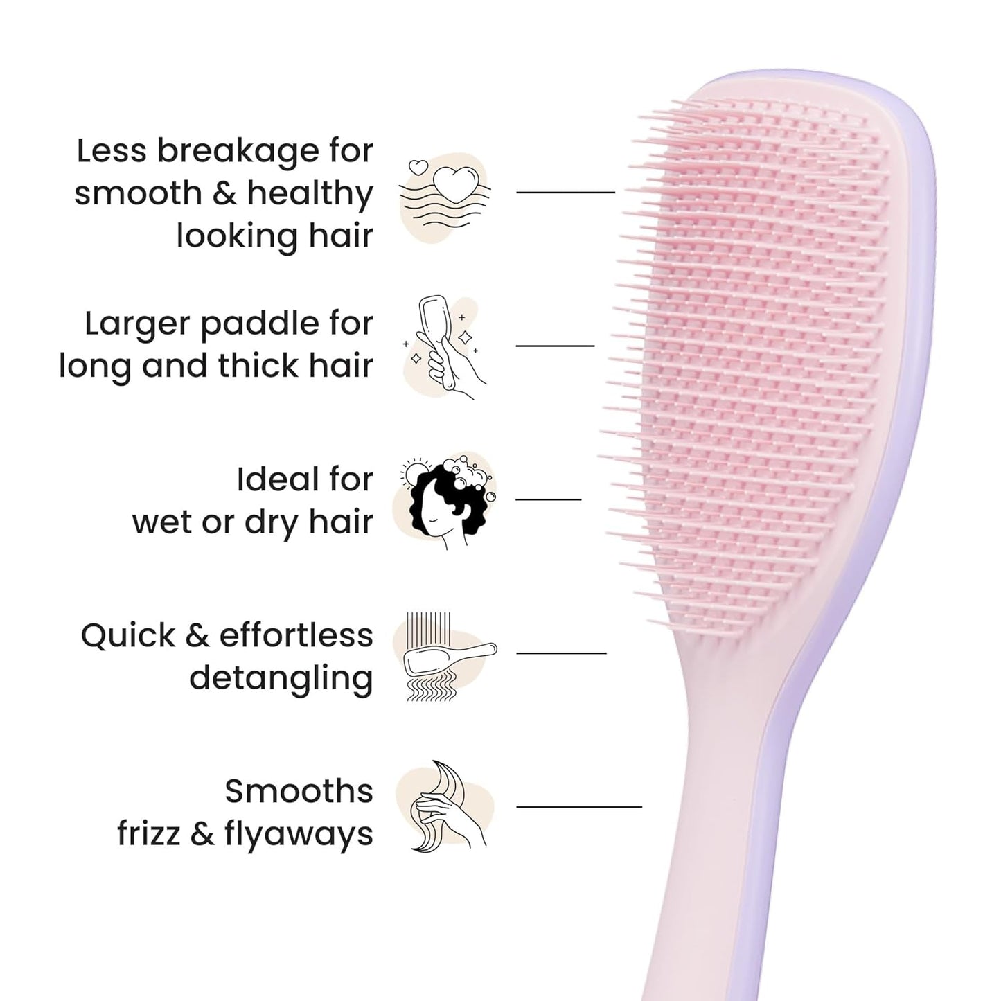 Tangle Teezer Ultimate Detangler Hairbrush for Wet & Dry Hair, Eliminates Knots & Reduces Breakage for Long, Thick, & Curly Hair Types, Large, Pink & Purple