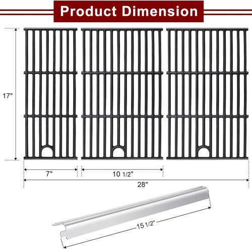 Hiorucet Grill Replacement Parts - Cooking Grate & Heat Plate for Charbroil 5 & 2 Burner Models