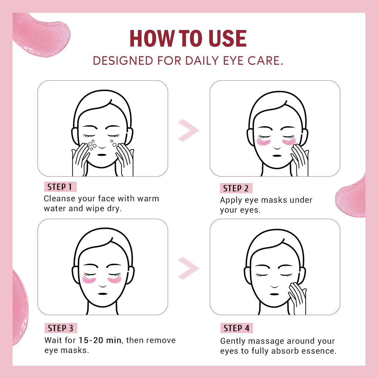 Yeokoe Under Eye Patches for Dark Circles,Puffy Eyes,20 Pairs Face Masks SkinCare With Niacinamide and Rose for Rehydrated
