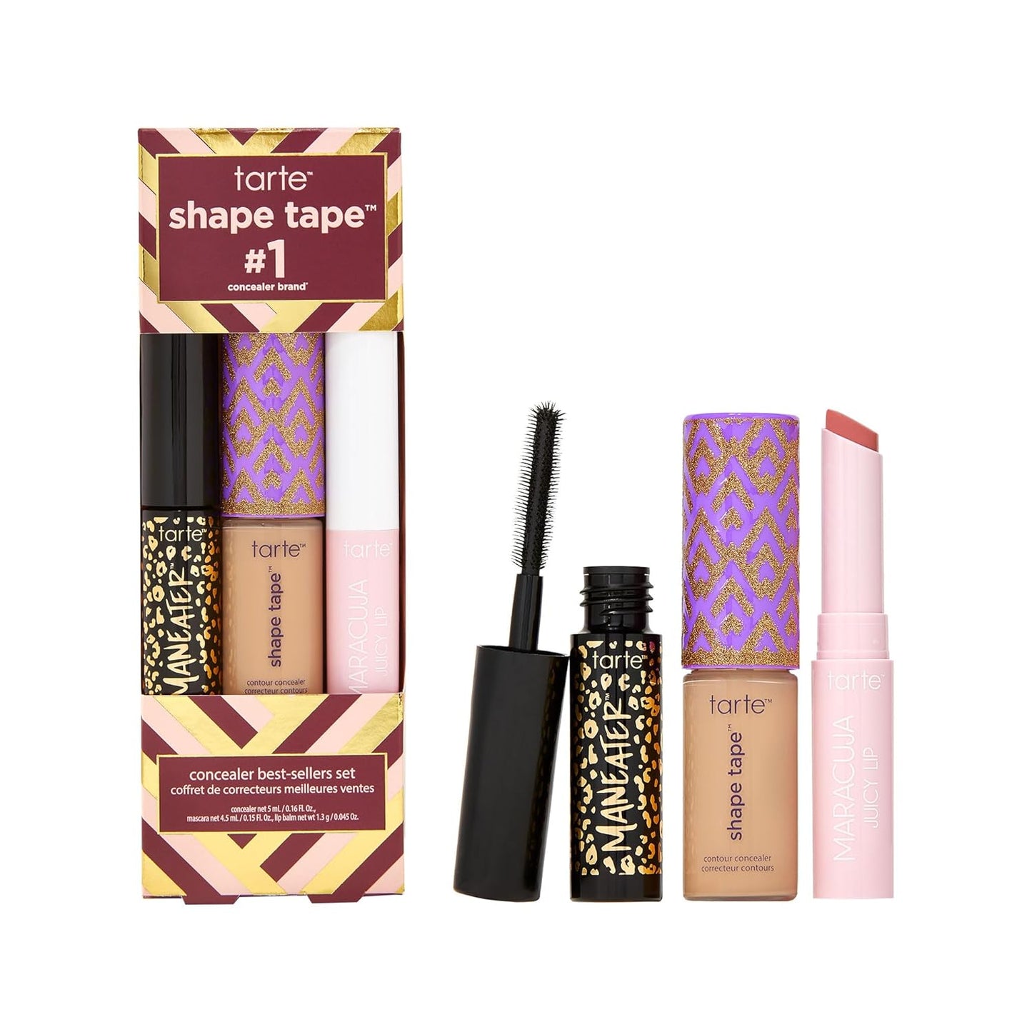 Tarte Shape Tape Best-Sellers Set - Shape Tape Concealer, Hydrating Lip Gloss Balm & Mascara for Volume, Length & Curl