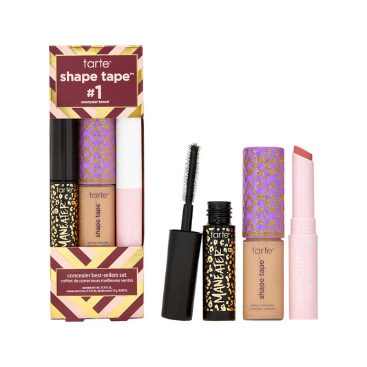 Tarte Shape Tape Best-Sellers Set - Shape Tape Concealer, Hydrating Lip Gloss Balm & Mascara for Volume, Length & Curl