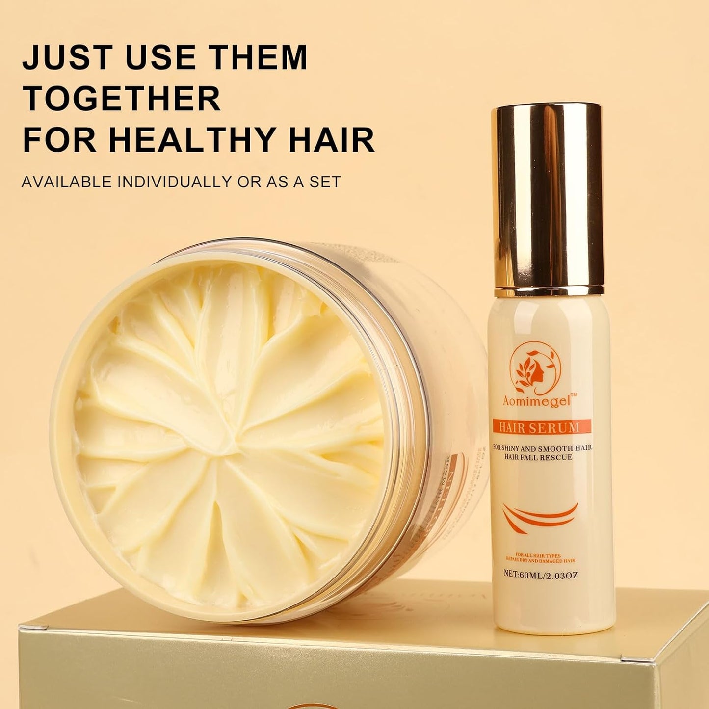 Skiennix Argan Oil Hair Mask Set - Deep Repair Conditioning Treatment for All Hair Types | 16.9 fl oz + 2 fl oz