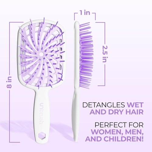 FHI Heat UNbrush Plus — Curly Hair Brush for Gentle & Effective Detangling on Wet or Dry Fragile Hair Types — Detangler Brush w/ 84 UltraFlex Bristles, Ultra-light, Vented, Anti Static Hairbrush