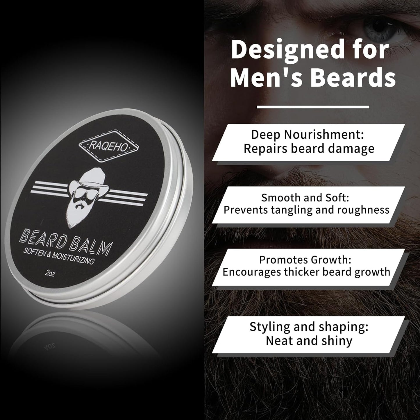 Skiennix 2oz Beard Balm - Nourishing Mustache Wax & Leave-In Conditioner | Sandalwood Scent