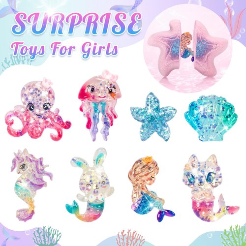 8 Packs Bath Bombs for Kids Girls, Bath Bomb with Surprise Toys Inside, Bath Toys for Kids Aged 4-8, Easter Basket Stuffer Gifts for Girls 3 4 5 6 7 8