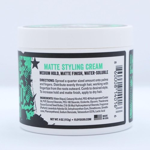 Floyd's Matte Styling Cream - Medium Hold with Matte Finish | 4 oz for Effortless Styling