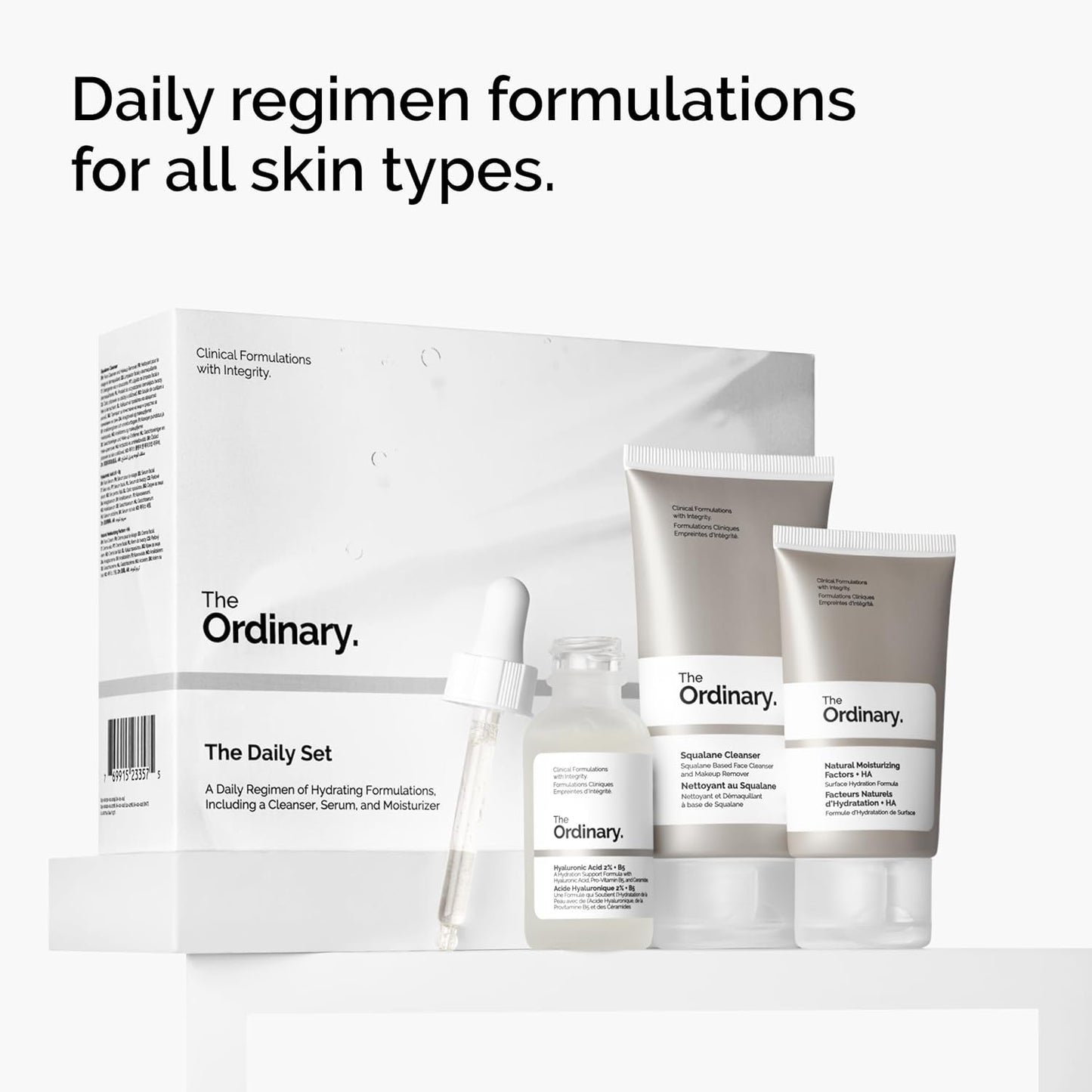 The Ordinary Daily Skincare Set - Squalane Cleanser, Hyaluronic Acid 2% + B5 & Moisturizing Factors