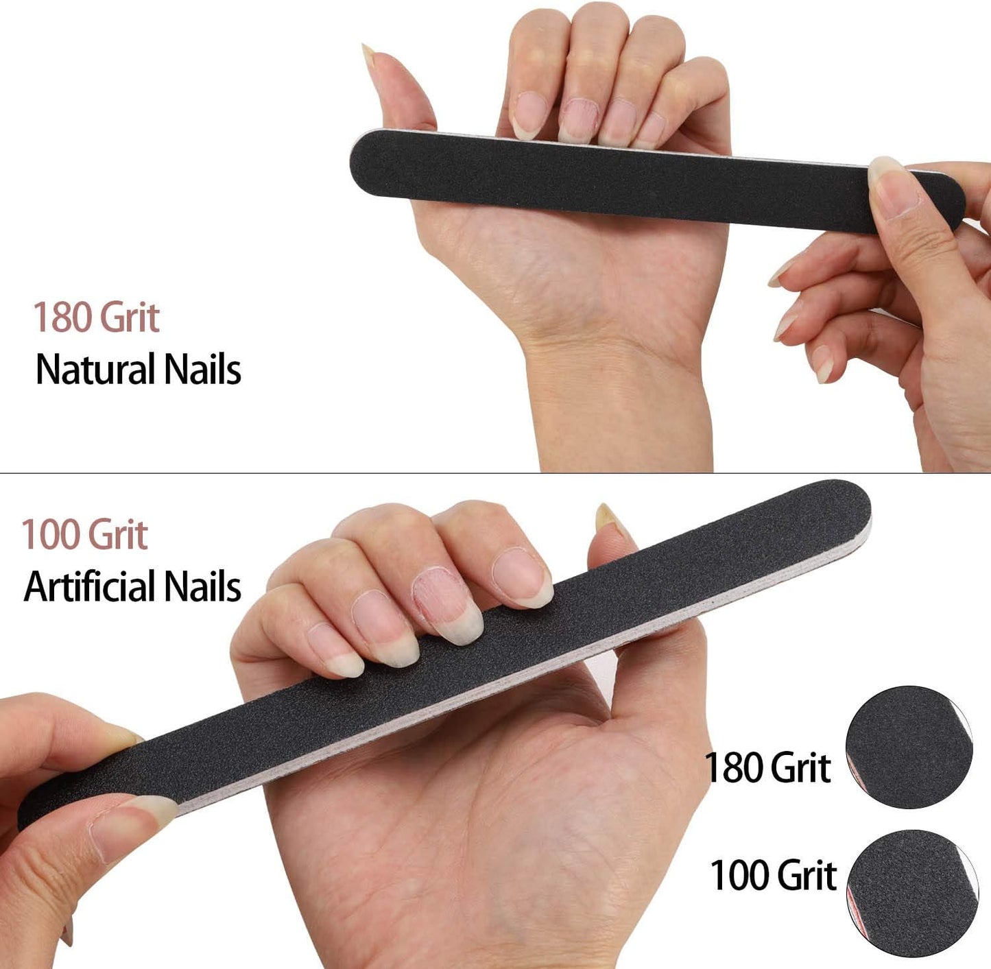 Skiennix Nail Files - 50 Pcs Professional Acrylic Nail Files | 100/180 Grit Double-Sided for Home & Salon Use