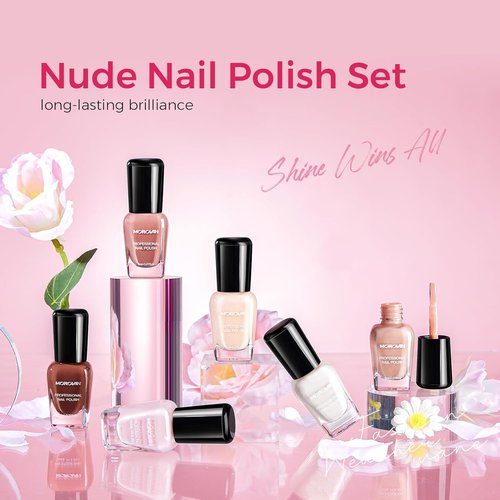 Morovan Nude Nail Polish Set - 6PC Neutral Pink & Beige Shades for Summer Manicures | Perfect Gift for Women