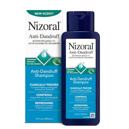 Nizoral Anti-Dandruff Shampoo - 1% Ketoconazole, 14 Fl Oz | Peppermint & Tea Tree Scent, All Hair Types